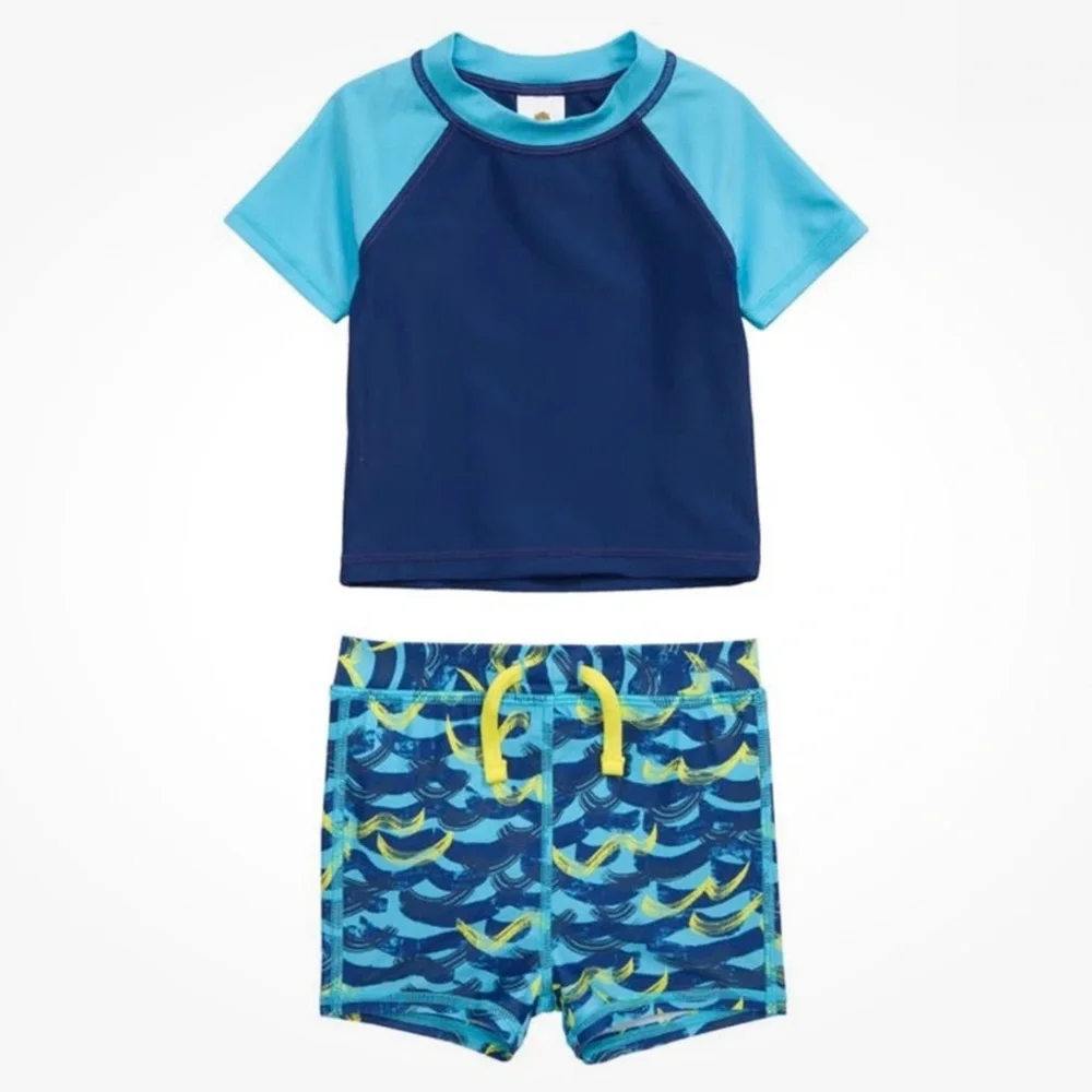 Nordstrom Baby Tucker + Tate 3 Blue Swim Set with Matching Hat NEW